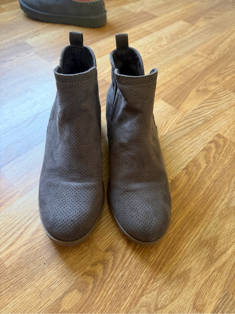 Target Gray Perforated Suede Ankle Booties